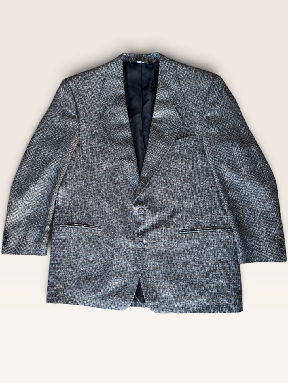 Vito Rufolo Wool Silk Sport Coat Blazer 44R Gray Glen Plaid Made in Italy